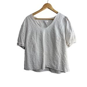 Draper James White Eyelet Blouse Top